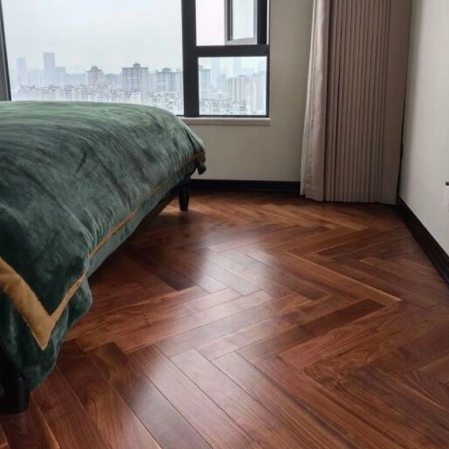 LWD-EB023 Parquet de espinha de peixe de nogueira preta americana Parquet de espinha de peixe de nogueira